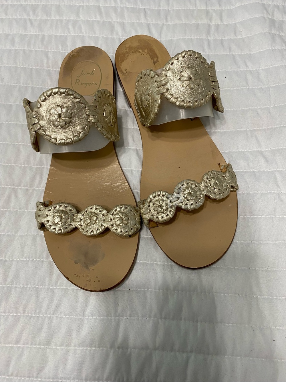 Jack Rogers Lauren Gold Metallic Sandals Women’s Size 9.5